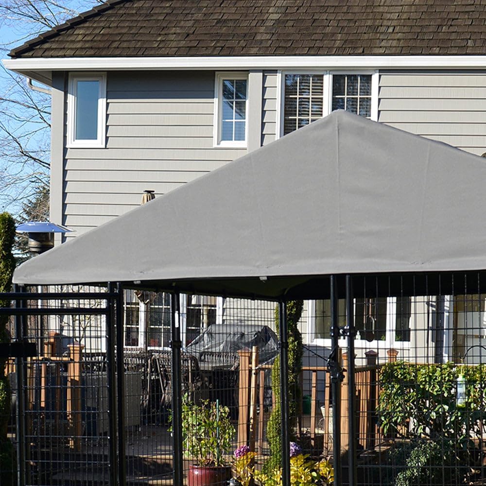 Lucky Dog Steel Grey Presidential Canopy Dog Kennel Cover, 10' L X 10' W