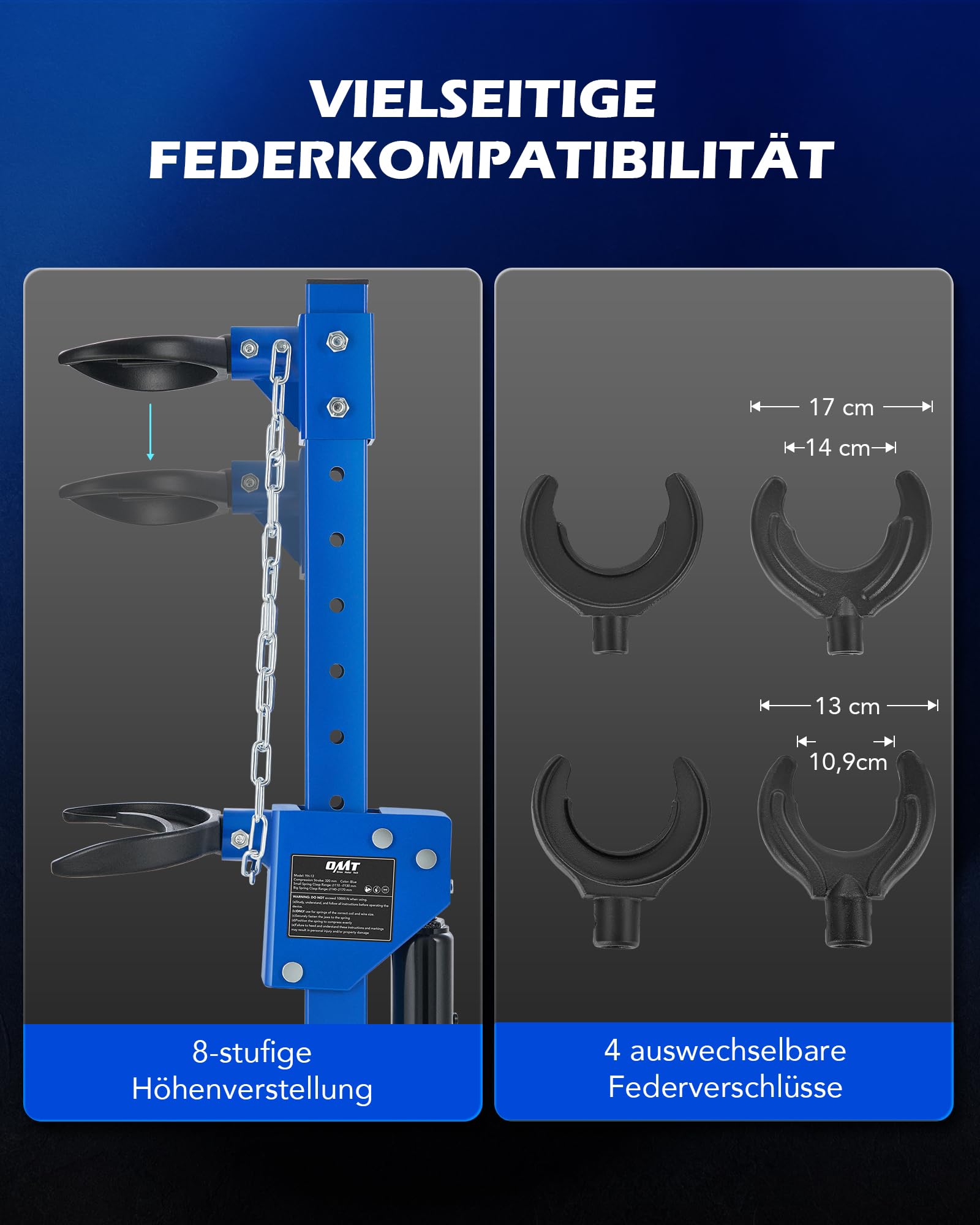 Orion Motor Tech Hydraulischer Federspanner 4,5 Tonnen 9000LBS KFZ Werkzeug Federspanner Federbeine 4,5T Hydraulischer Federkompressor Steuerung Hydraulisches Werkzeug 8-Fach Verstellbar