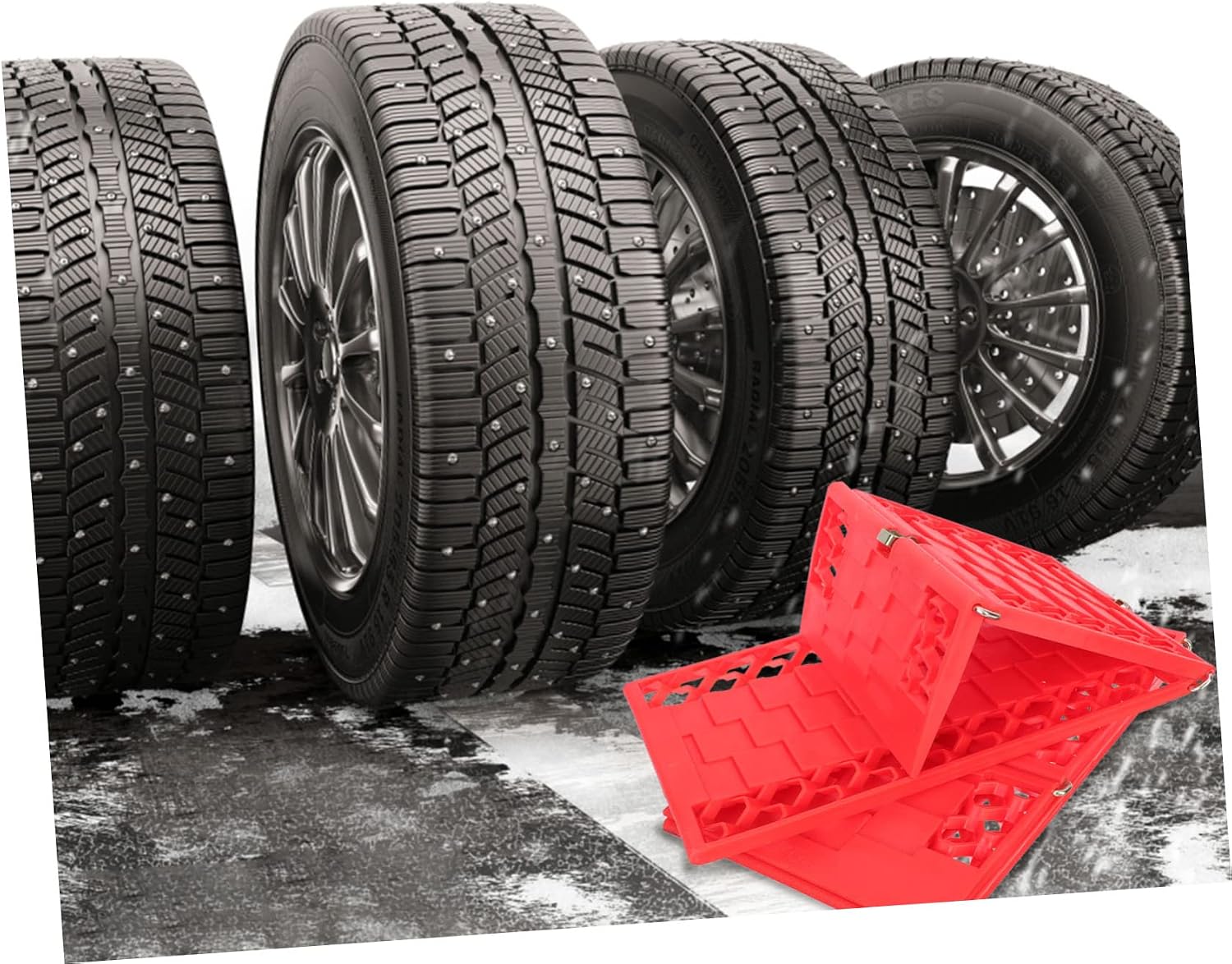 OUNONA 1pair Car Traction Boards Snow and Mud Tire Grip Aid for Trucks and Suvs Foldable Slip Recovery Mats for Emergency Use Strong Toughness Traction Tracks
