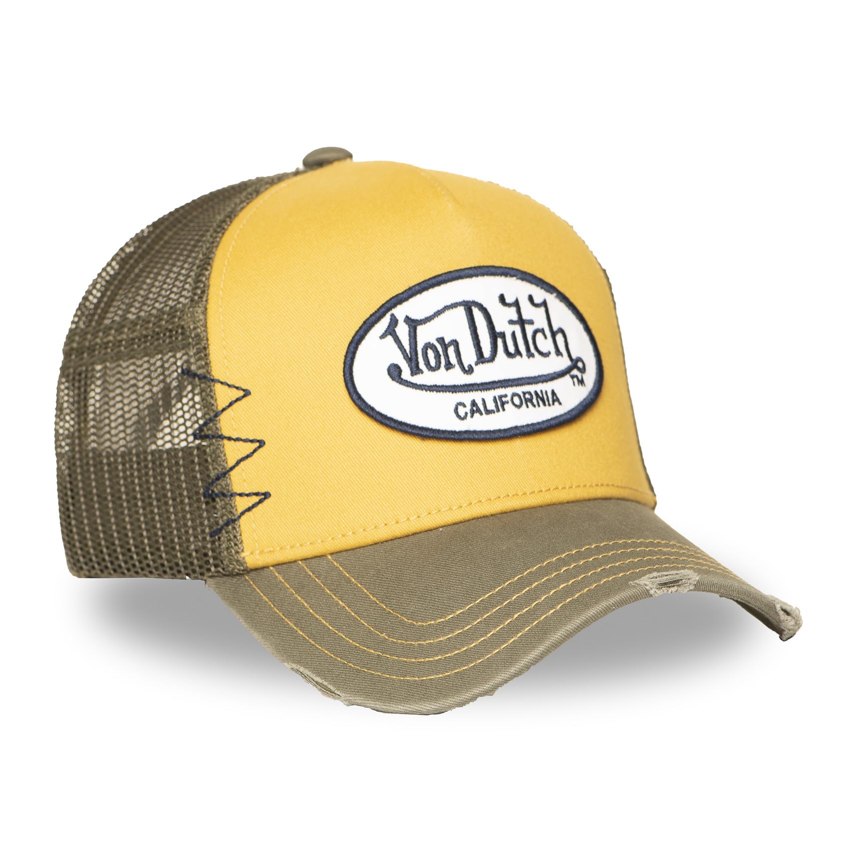 Von Dutch Bawełniana i poliestrowa czapka typu trucker, California Design z haftowaną naszywką, oddychająca, regulowana, do noszenia na co dzień i do uprawiania sportu,