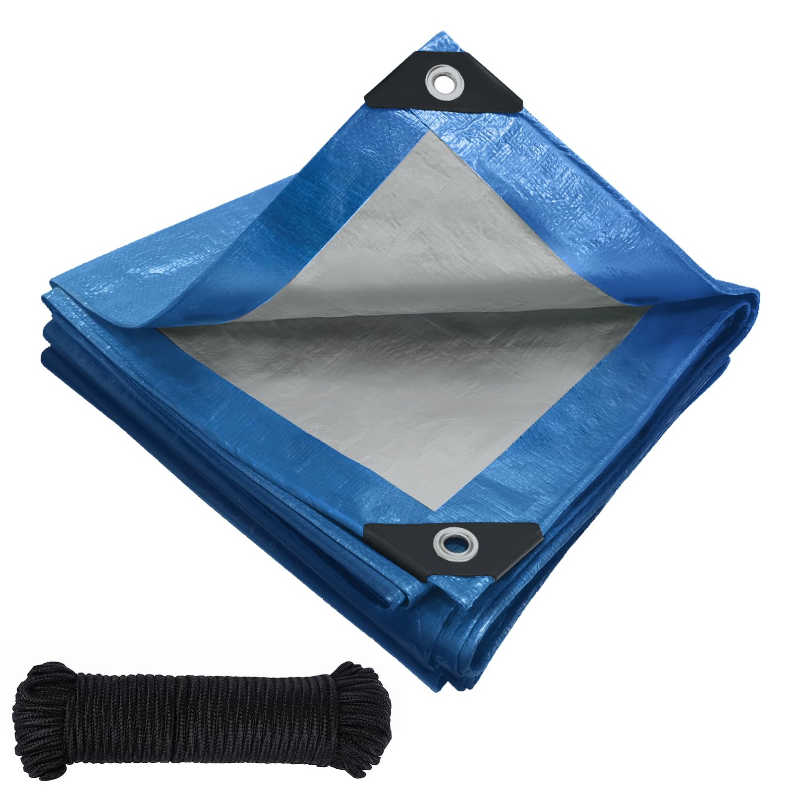 Tarpaulin waterproof heavy duty 120 g/m²,Reinforced Eyelets,Weatherproof Snow Dust UV,for Groundsheet Camping Garden Furniture Pool Building Site Caravan Boat Tarp Cover (Blue