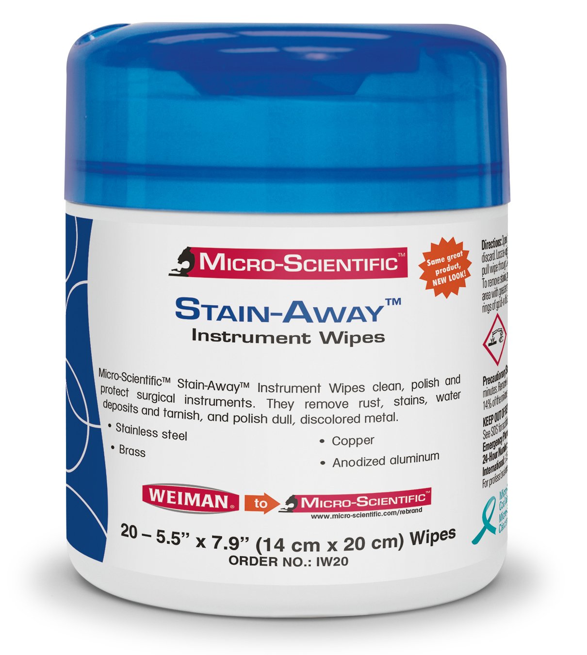 MicroScientific IW20 StainAway Instrument Wipes to Clean, Polish, and