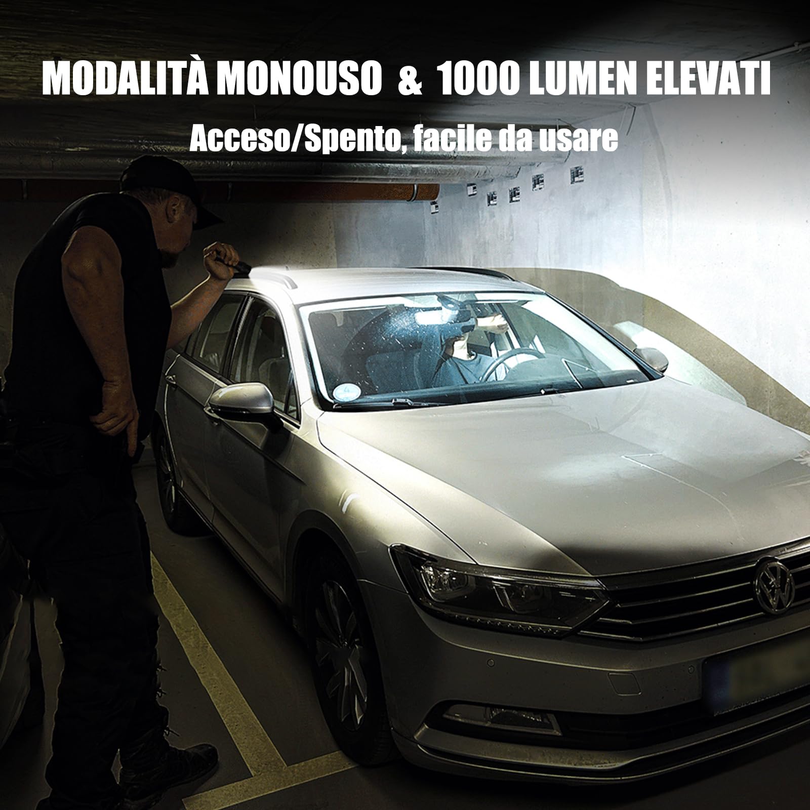ULTRAFIRE Torcia tattica a LED con custodia da cintura, piccola torcia da 1000 lumen, modalità unica, con supporto per torcia da cintura da lavoro, torcia della polizia per forze dell'ordine