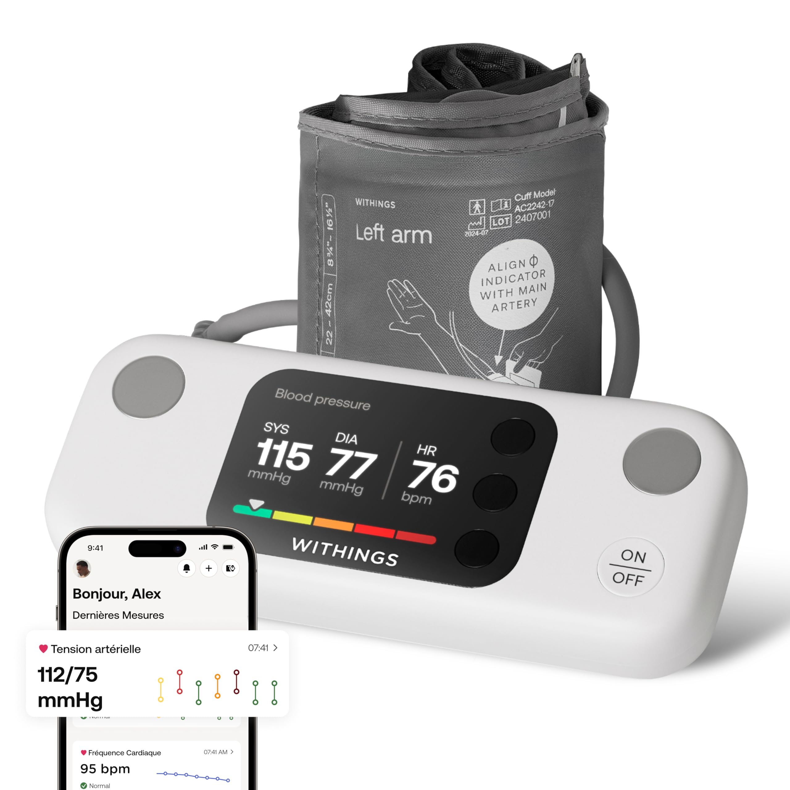 Withings BPM Vision, Tensiomètre avec ECG, 2-en-1 | 2-en-1 : tension & ECG 30 s (FA), tensiomètre connecté, Wifi & Bluetooth, iOS & Google Health