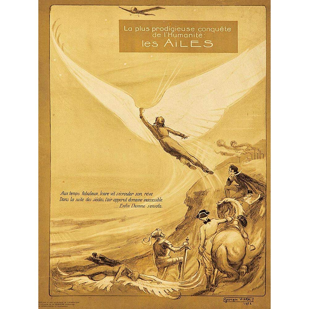 Wee Blue Coo Advert Exhibition Flight Wing Fly Icarus France Art Print Poster Wall Decor 12X16 Inch
