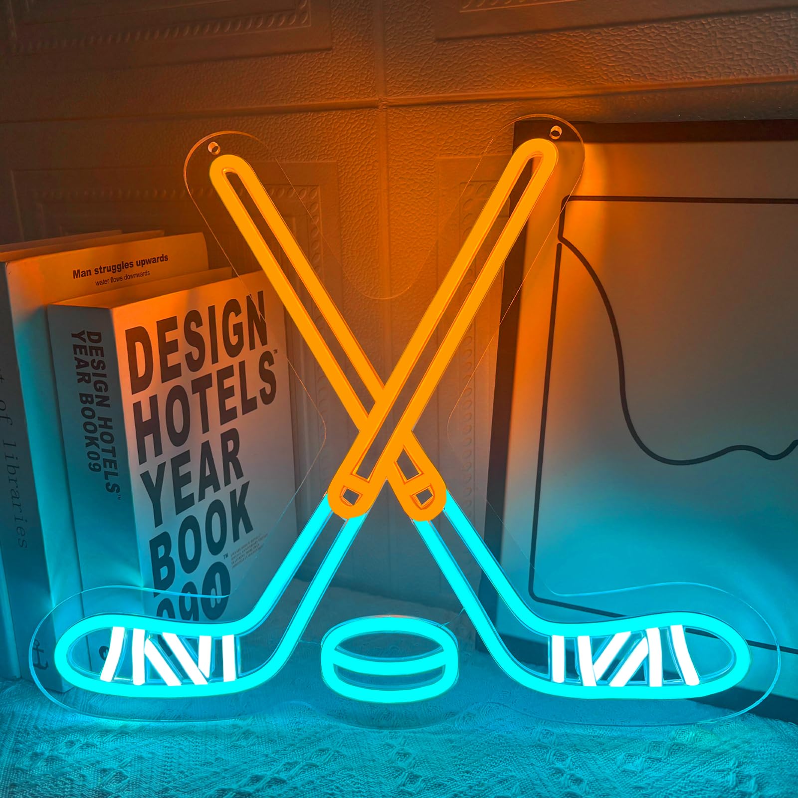 Ice Hockey Neon Sign for Wall Decor Dimmable UV-Printed Ball Led Light Sign