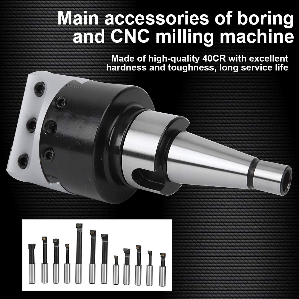 Jeu de têtes d'alésage Kits d'outils de fraisage CNC 40CR haute dureté 75 mm pour aléseuse horizontale avec 12 fraises à aléser et boîte de rangement (NT30-F1-18-12PCS)