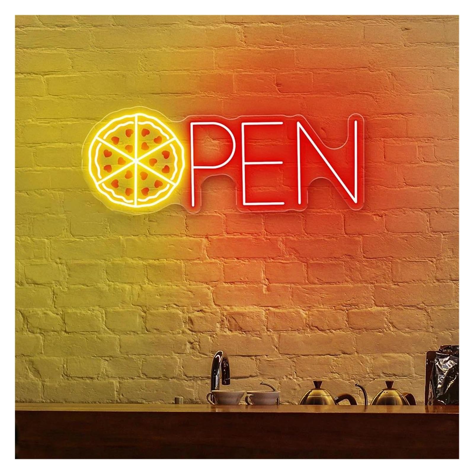 SHOUXI Sign Lamp Pizza Open Neon Sign Pizza Shop Decor Wall Art Neon Light Italian Food Store Restaurant Decoration(D,80X29CM)