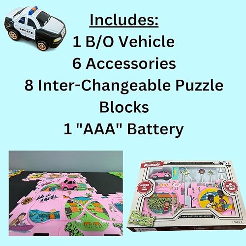 Miniatura 4 de Rompecabezas de tablero de rompecabezas. bo Pink Sports Car Toy Vehicle Theme Floor Puzzle Car Play Mat. Pistas de coches Rompecabezas Rompecabezas