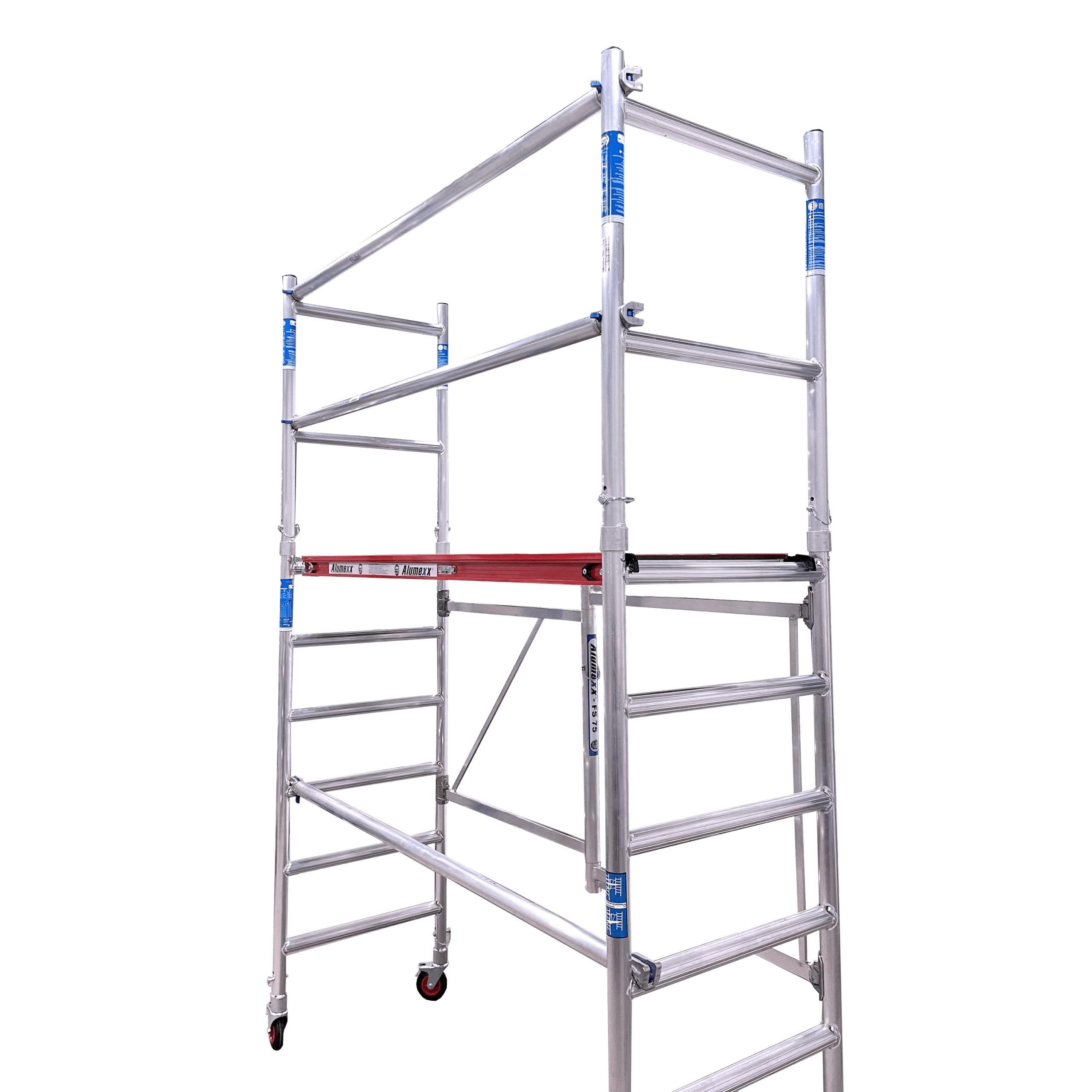 Alumexx FS 75 Échafaudage pliant (Red-Line) - Échafaudage de travail - Échafaudage - Échafaudage en aluminium - Échafaudage roulant (Type A+B: L'échafaudage complet)