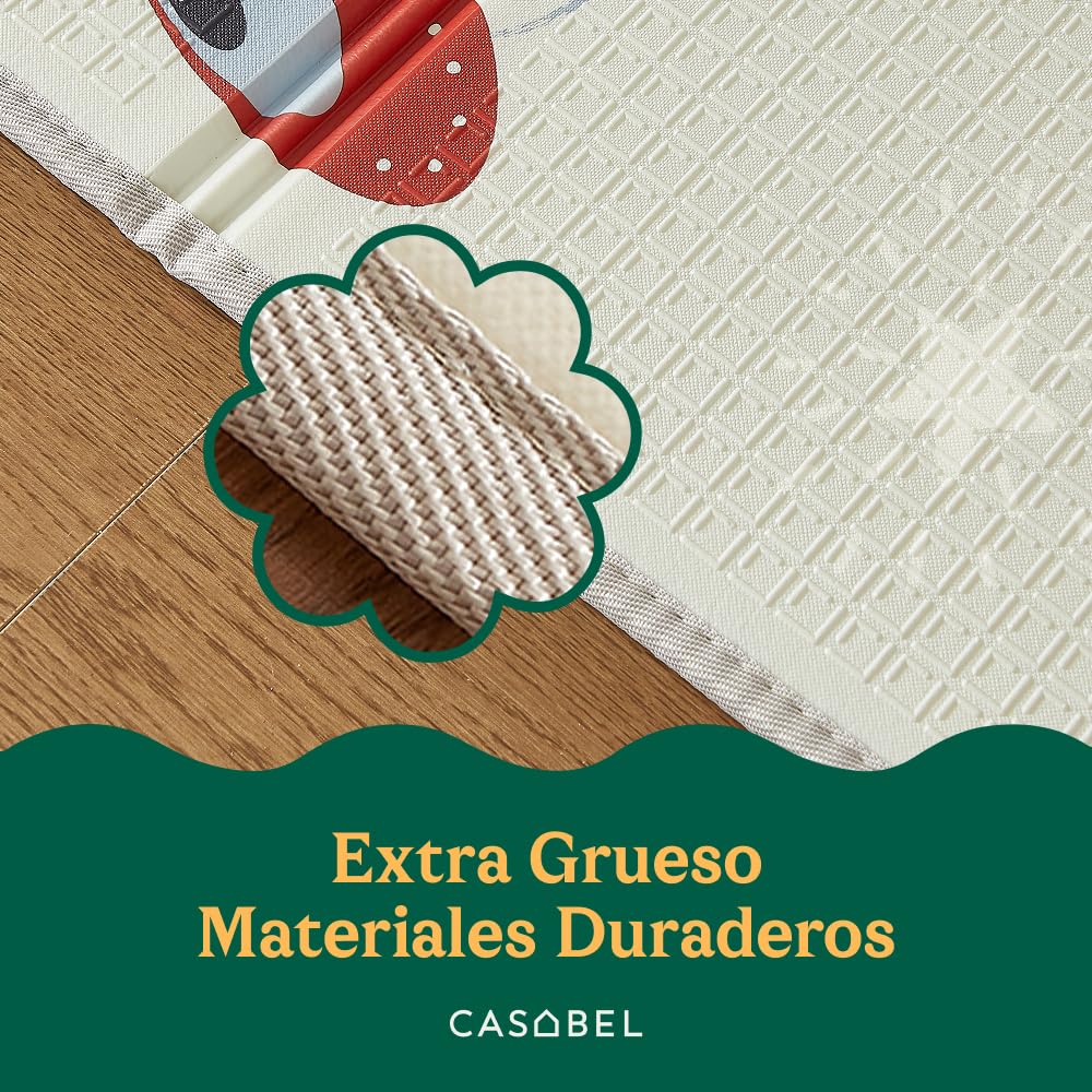 CASABEL Alfombra de juegos para bebé, gruesa, 180x150cm, diseño carretera
