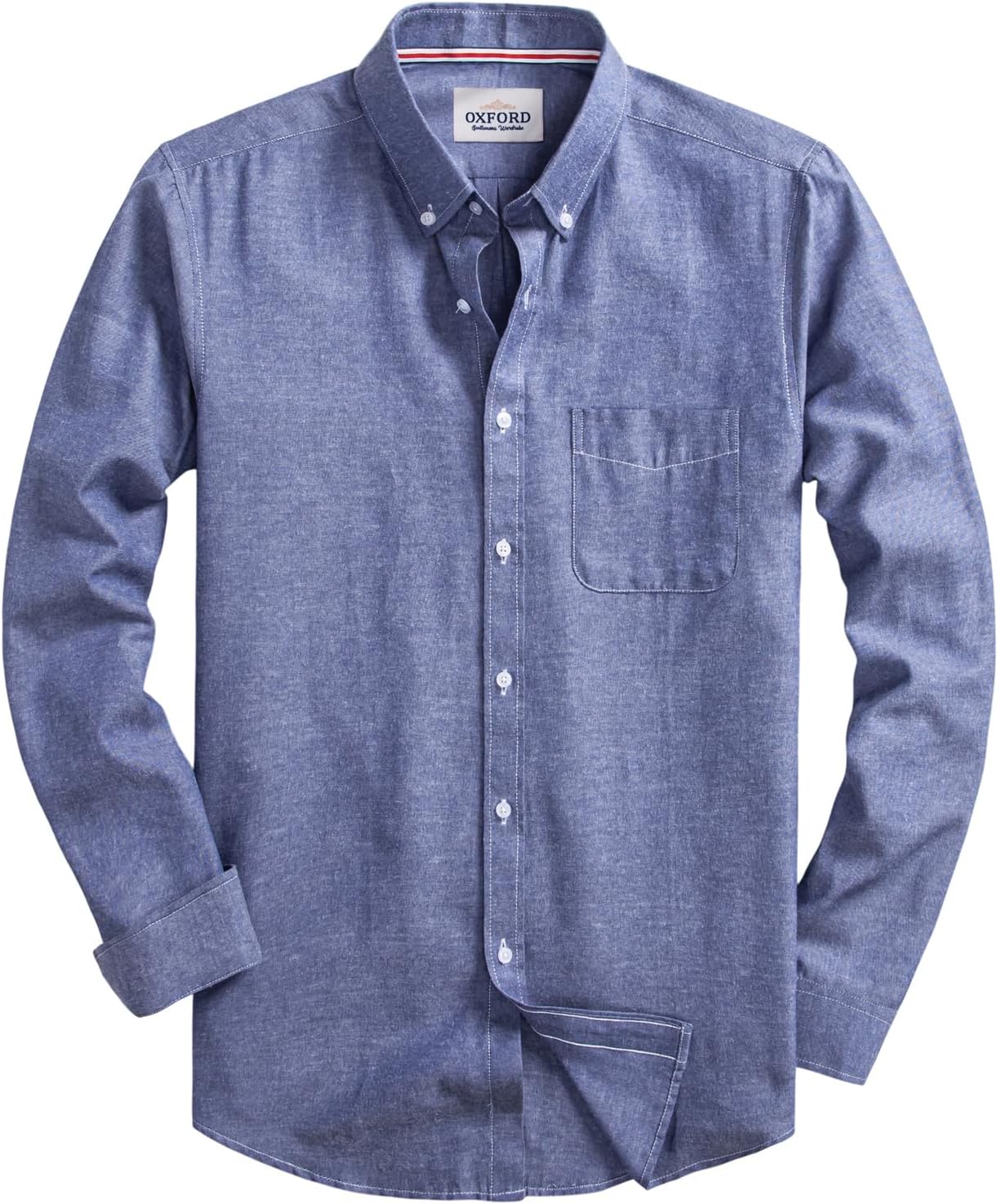 Mens Oxford Shirts Long Sleeve Slim Fit Lightweight Casual Button Down Shirts with Pocket