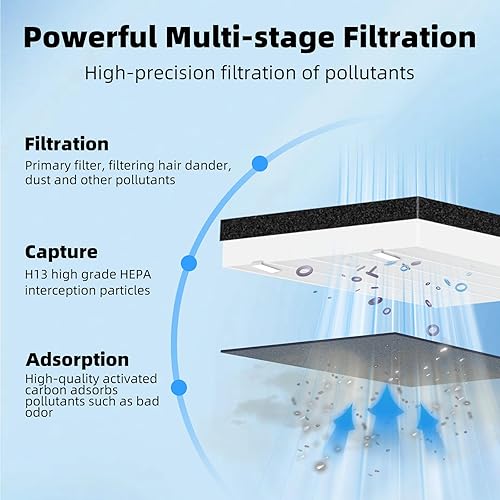 Miniatura 14 de Filtro Vital 100 HEPA, repuesto de filtro Vital 100 compatible con LEV.OIT Vital 100-RF con carbón activado True HEPA de alta eficiencia, 1 paquete
