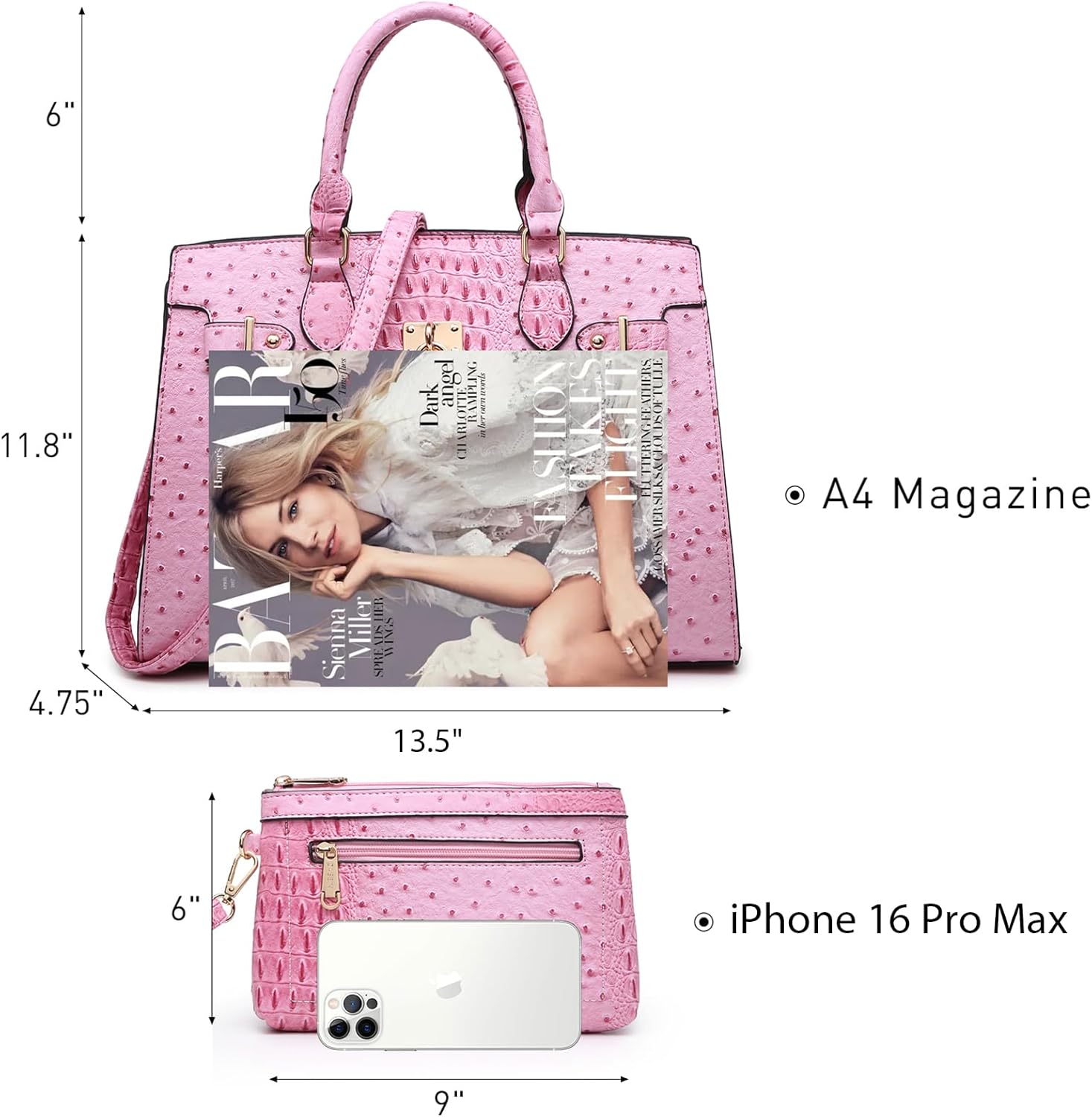Dasein Women Handbags and Purses Ladies Shoulder Bag Top Handle Satchel Tote Work Bag with Matching Clutch