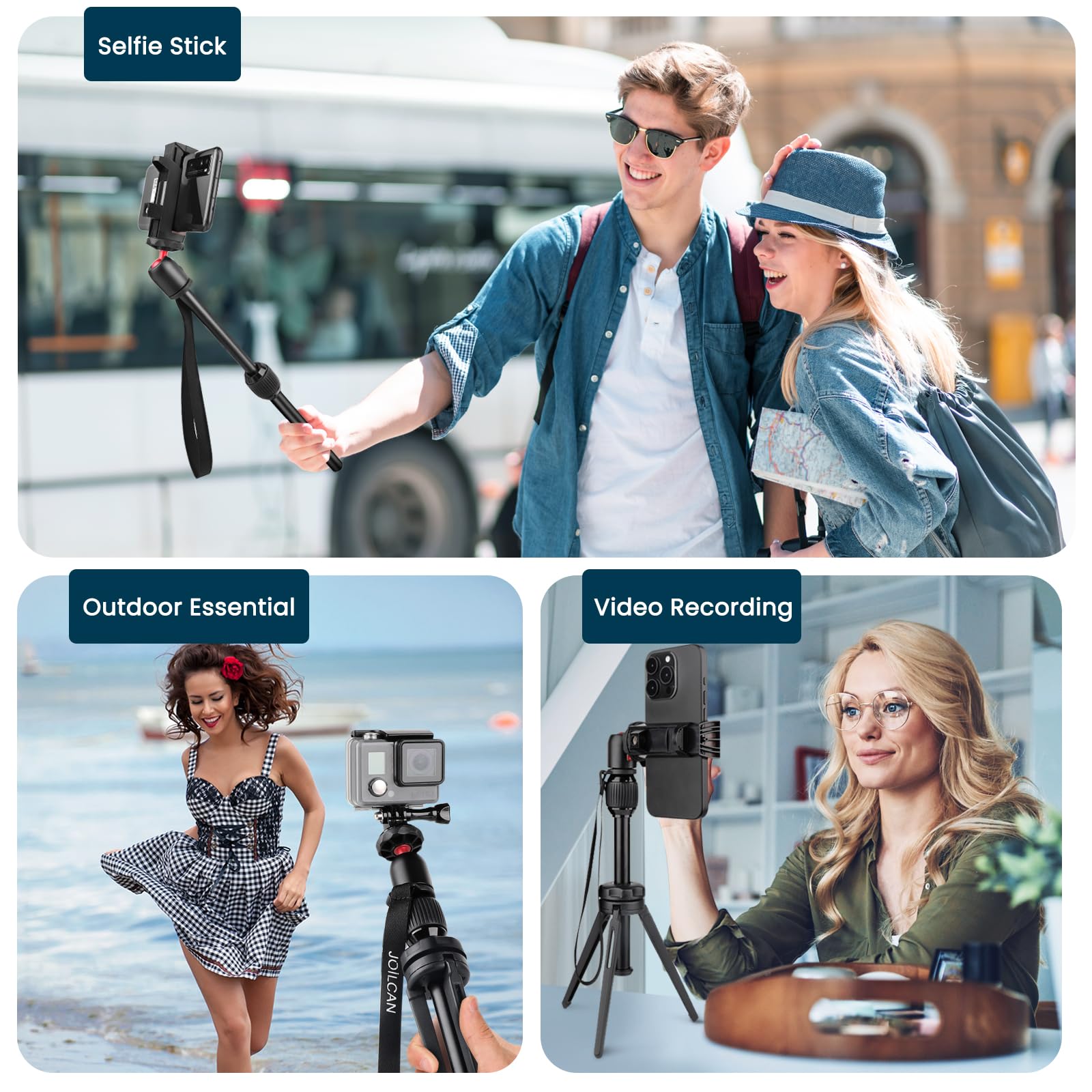 JOILCAN Mini Treppiedi da Tavolo Portatile con Testa a Sfera a 360°, Estensibile Selfie Treppiedi con Telecomando, Nero, Compatibile con Smartphone DSLR Mini proiettore Fotocamere compatte