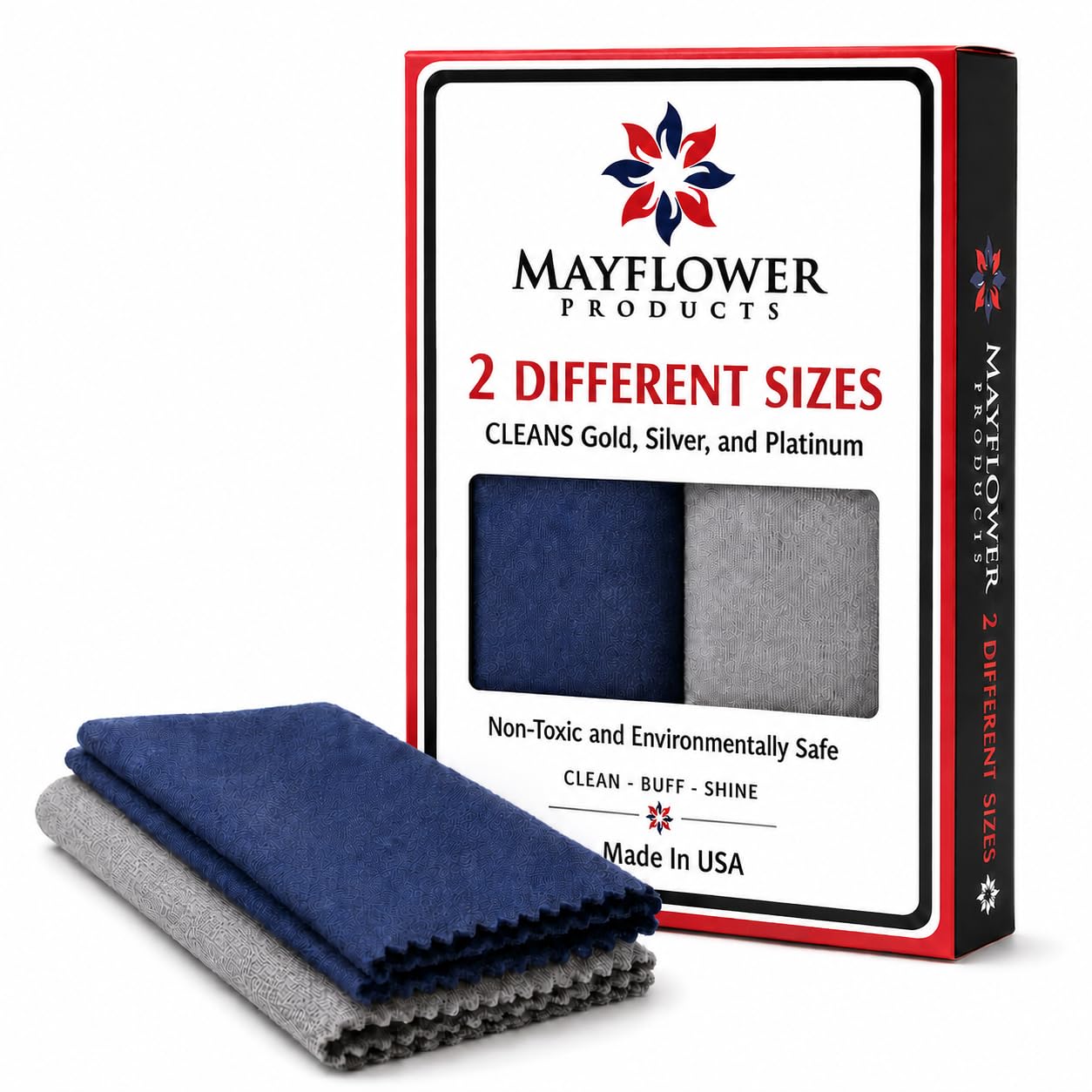 Jewelry Polish Cleaning Cloth for Silver & Gold - 2 Different Sizes
