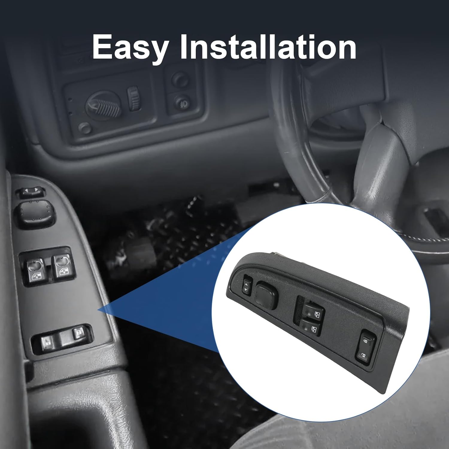 DICMIC Front Driver Side Master Power Window Switch and Door Lock & Black Bezel Assembly Compatible with 2003-2007 Chevrolet, GMC Select Model Replace# 15883318, 920-023, DWS-226