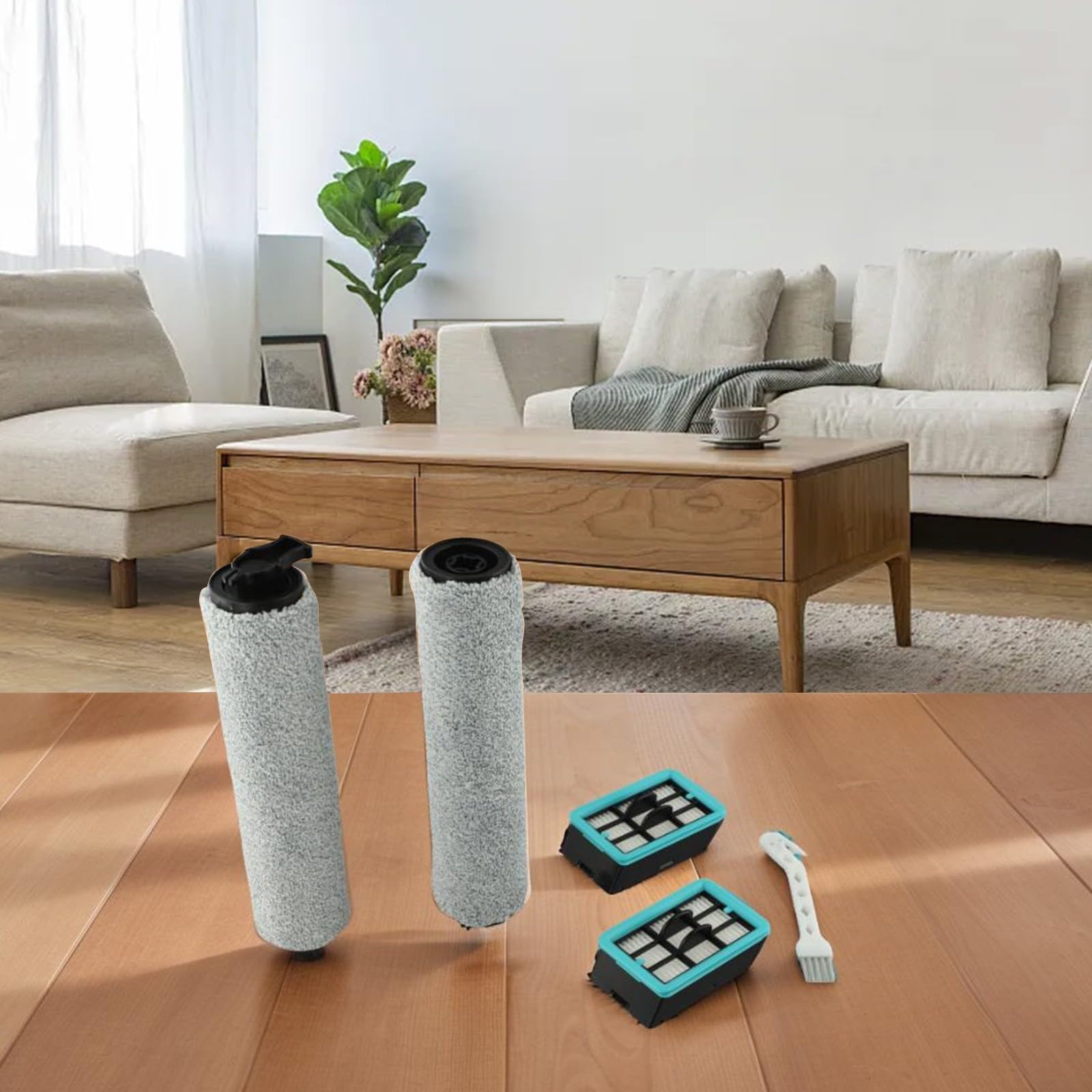Kit Ricambio Per Bissell CrossWave HF2 3845N 3831: 1 Spazzola A Rullo Principale + 1 Filtro, Per Pavimenti In Legno E Piastrelle - 2