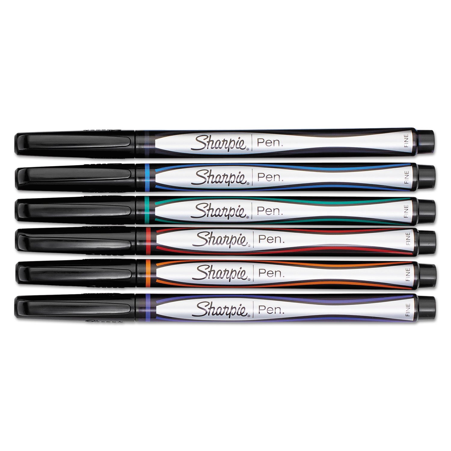 Sharpie 1751690 Plastic Point Stick Permanent Water Resistant Pen Assorted Fine 6/Pack
