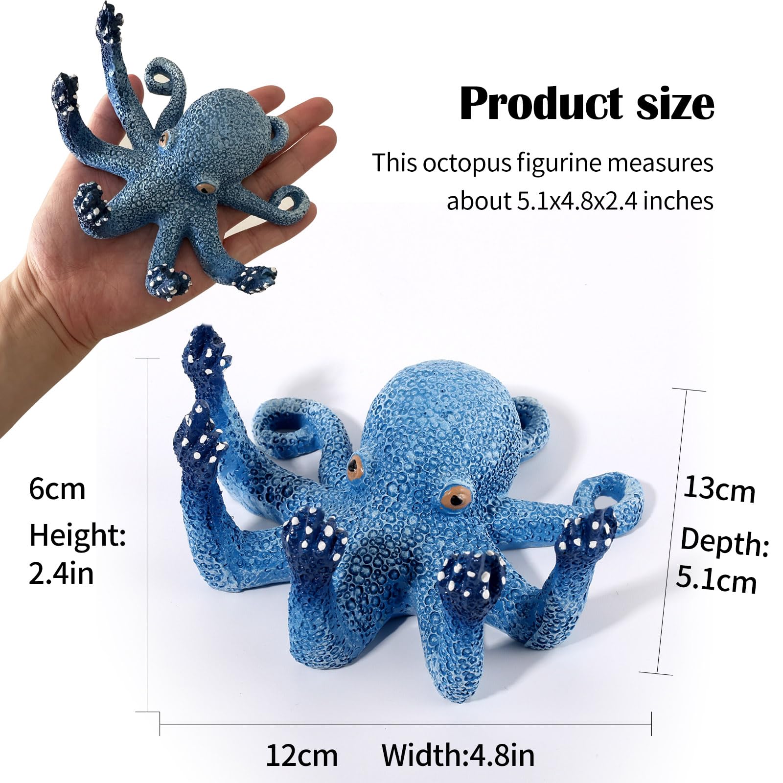 Adornos de pulpo para acuario, vida marina artificial azul, dedos brillantes que mejoran el atractivo visual, adecuados para varias peceras