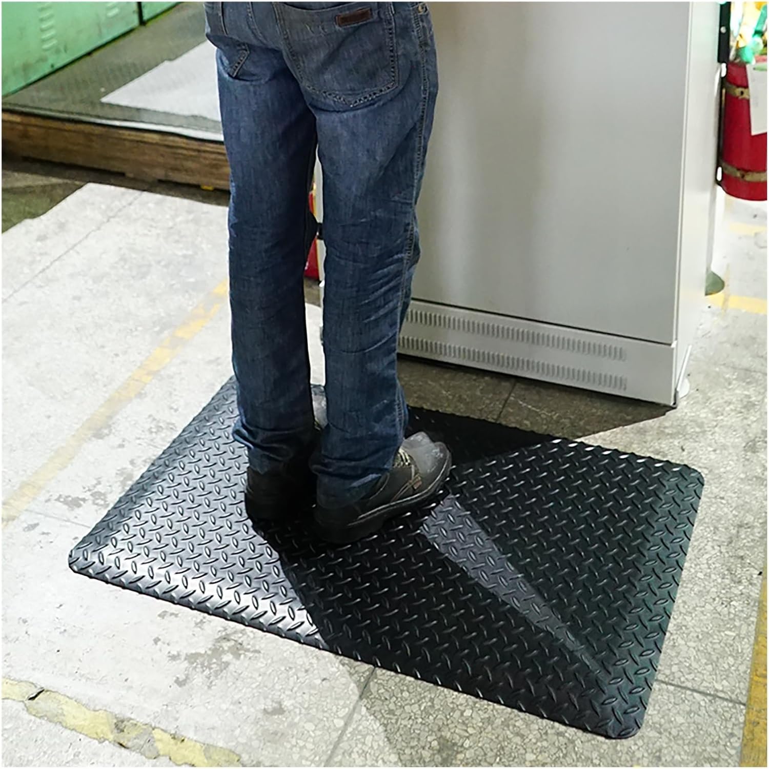Ergonomic Anti-Fatigue Conductive Floor Mat for Standing Desks - Reduces Fatigue & Static Electricity, Yellow, 100x200x2cm - Ideal for Home & Office Use