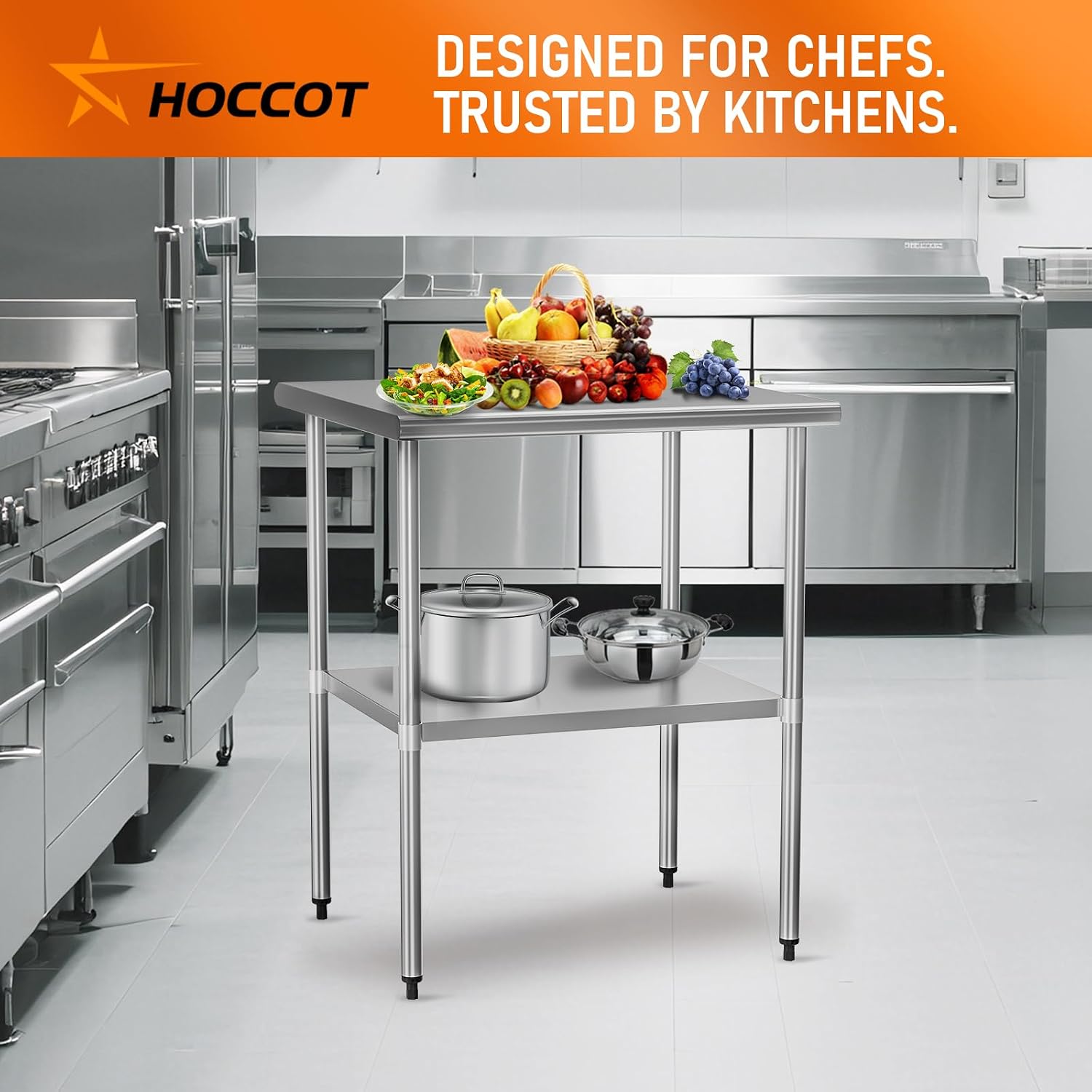 Stainless Steel Table for Prep & Work 30" X 30" inches with Adjustable Undershelf, Commercial Workstations, Utility Table in Kitchen Garage Outdoor BBQ