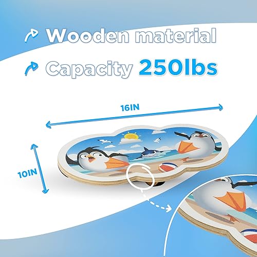 Miniatura 2 de Tabla de equilibrio de madera para niños, rotación de 360 grados con base cruzada, tabla de balanceo para equilibrio, tabla de equilibrio para niños