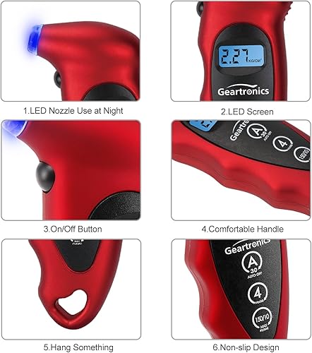 Miniatura 2 de Geartronics Medidor digital de presión de neumáticos 150 PSI 4 ajustes con retroiluminación LCD medidor de neumáticos para automóviles, motocicletas
