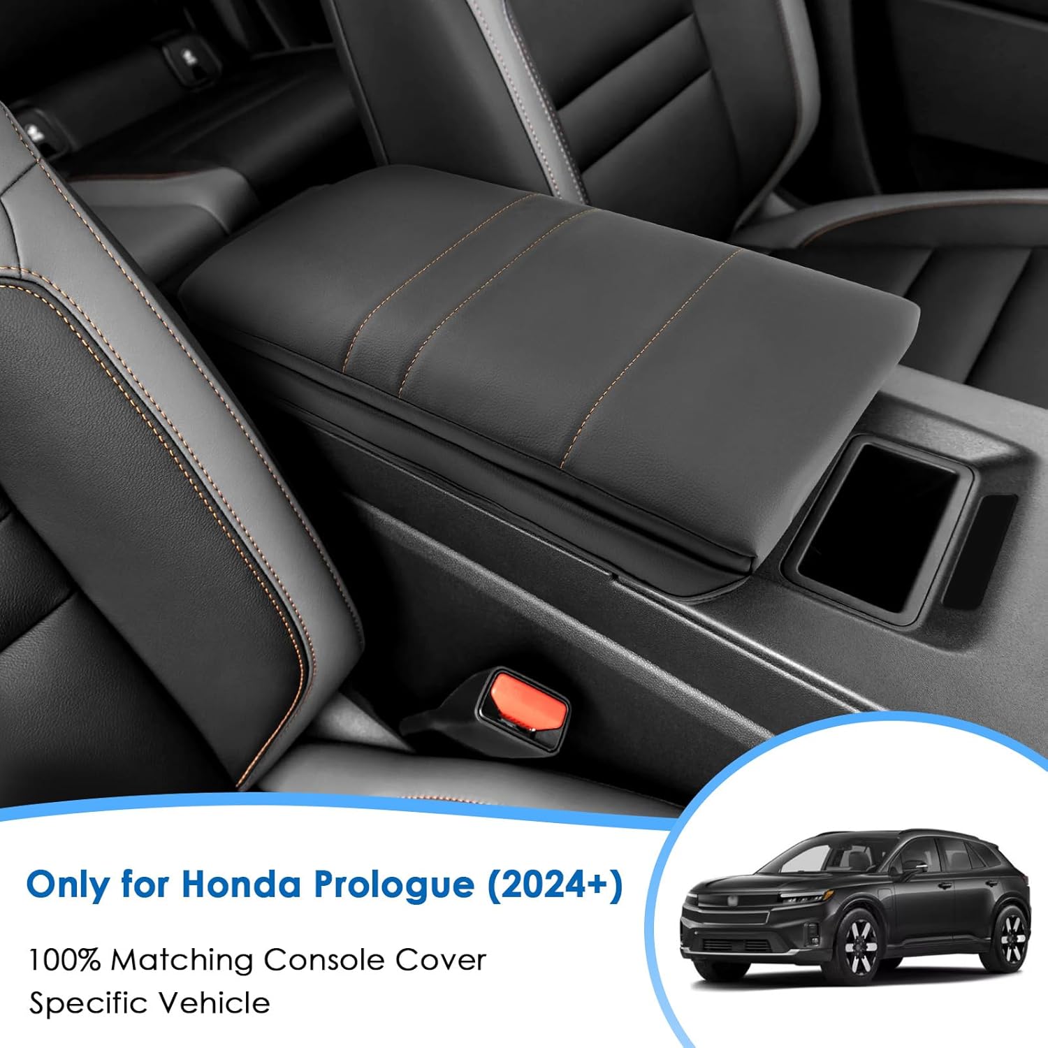 2024 2025 2026 Prologue Center Console Cover for Honda Prologue (EX/Touring/Elite), Cushion &Comfy Leather Armrest Cover 2026 2025 Prologue Accessories (Padded)