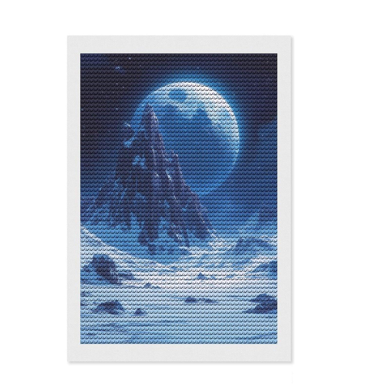 Junmoney Snowy Mountain Landscape Diamond Painting Kit 8"x12", Neat Printed Canvas, Sparkling Round Gems, Fun Craft Experience, Office Decor