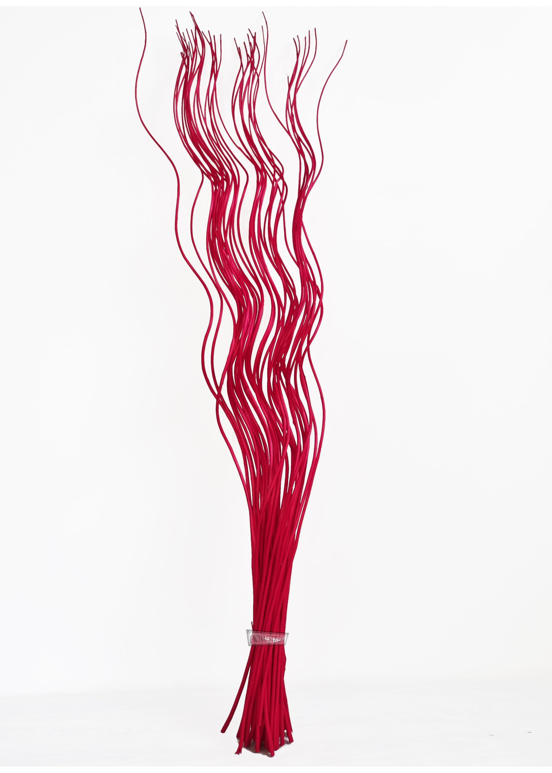 Homestreet Tall Spiral Curly Willow Twigs, Colourful Metallic Natural Dried Dyed Exotic, Ting Home Decor Floral Arrangement Display, 40 Piece Bunch, 120cm Long for Floor Vase (Red)