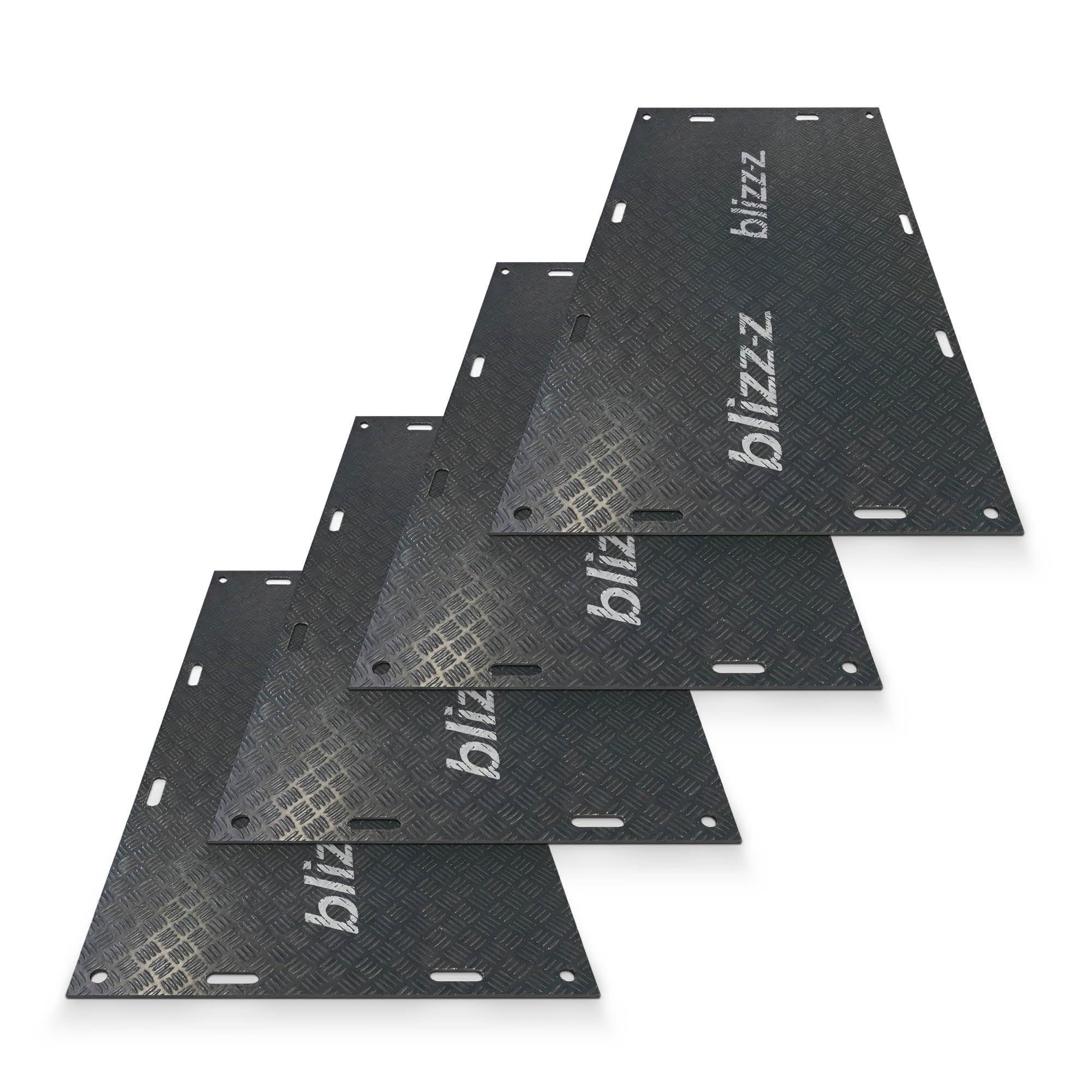 blizz-z Bodenschutzplatte flex Maße: 1,2 x 2,4 m x 12 mm (4 Stück) | Baggermatraze, Überfahrplatten bis 20 Tonnen Last | für Baustellen, Gärten, Events | Made in EU