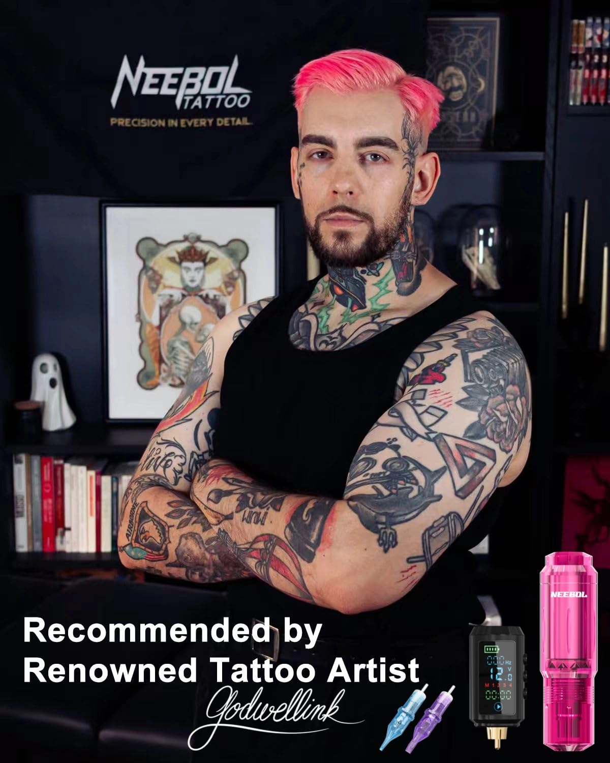 Neebol Wireless Tattoo Gun Kit for Beginners and Artists