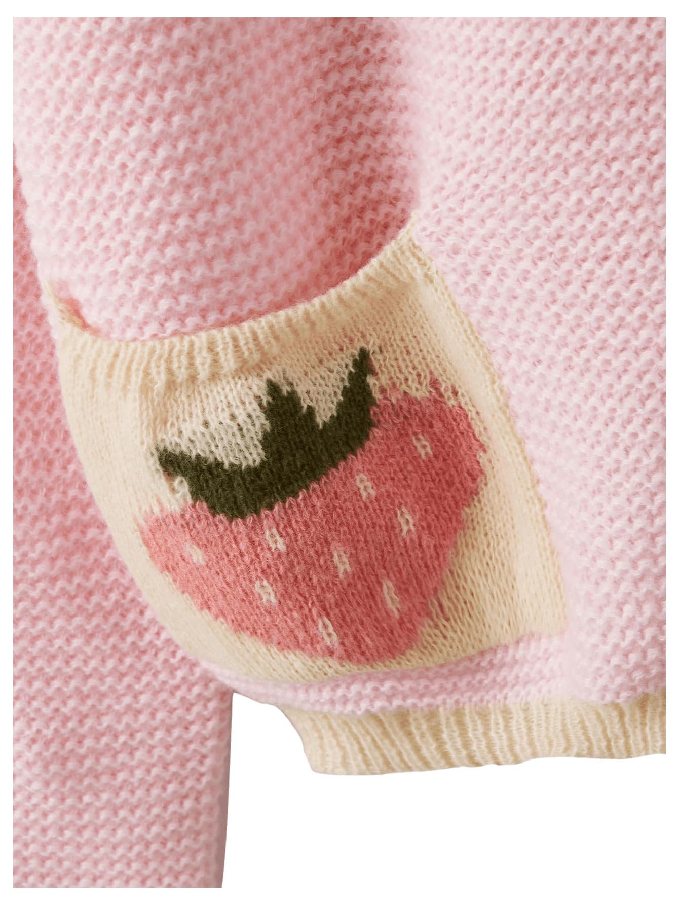 SHENHE Women's Kawaii Strawberry Pattern Cardigan Long Sleeve Open Front Casual Fall Sweater: X-Small Pink