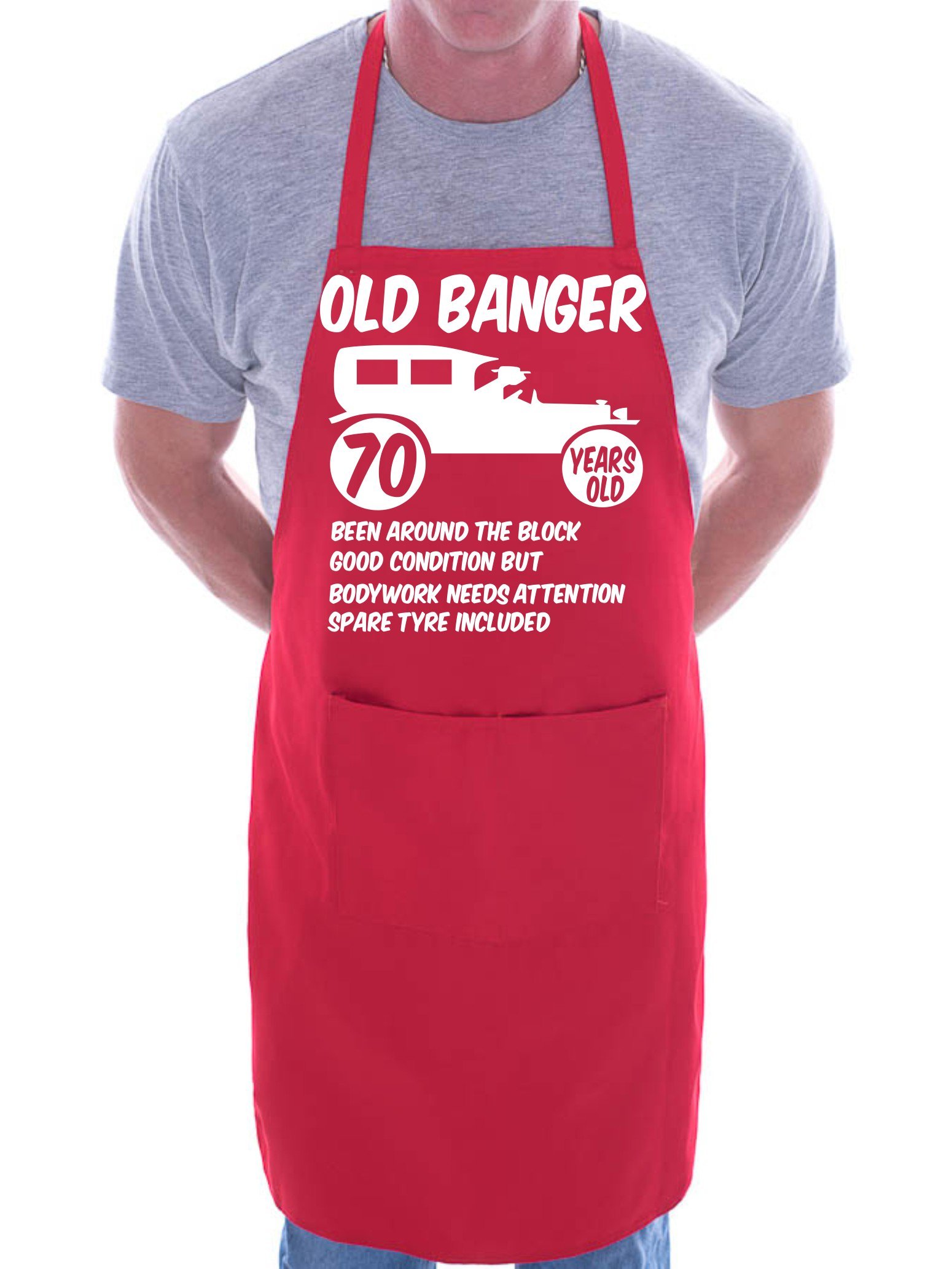 Print4U 70th Birthday Old Banger BBQ Cooking Funny Novelty Apron Red