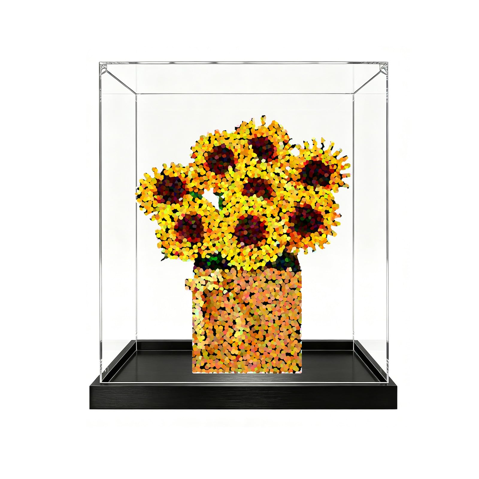 CleClear Acrylic Display Case Only for Lego 40524 Sunflowers (Black base 2mm)
