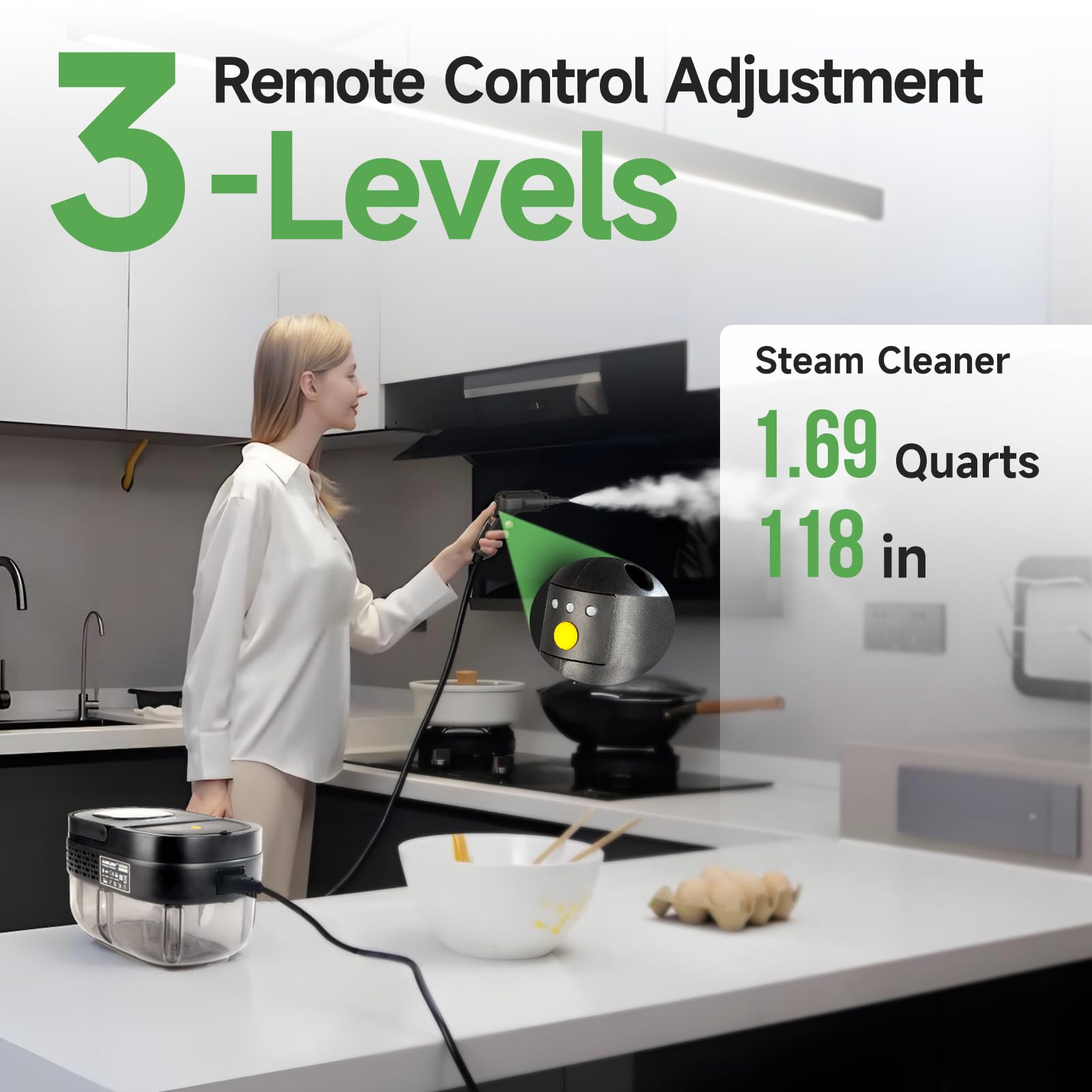 Samilore Handheld Steam Cleaner Handle Control Multipurpose Portable Steamer Upholstery Cleaner Machine, Carpet Couch Clothes Mattress Car detailing Kitchen Floor Steamer Cleaning HD-1703