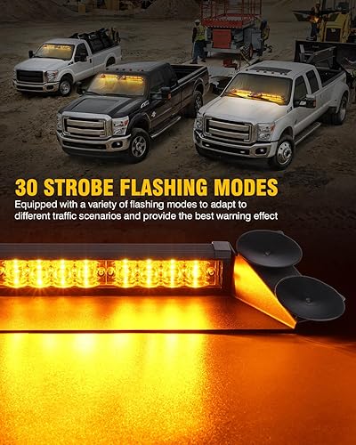 Miniatura 3 de LUMENIX Luces estroboscópicas LED ámbar de emergencia con controlador de alta intensidad para parabrisas de advertencia de seguridad de tráfico,