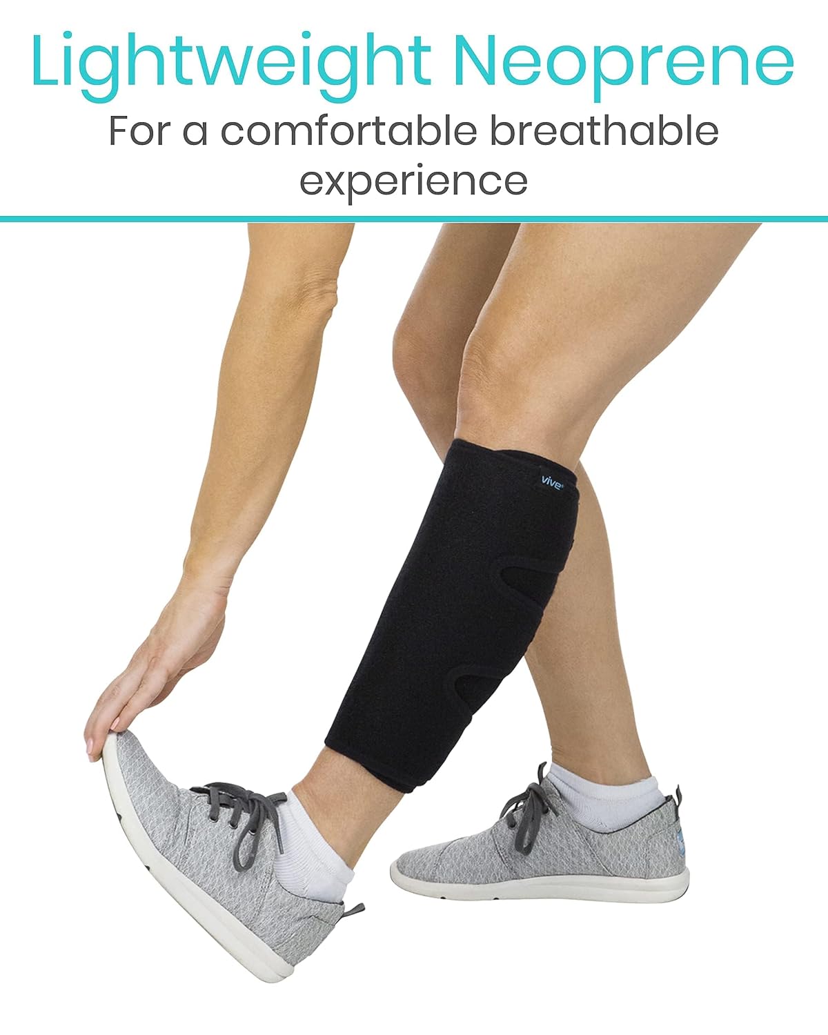 Vive Calf Brace (Black, 2 Pack) - Adjustable Shin Splint Support - Lower Leg Compression Wrap Increases Circulation
