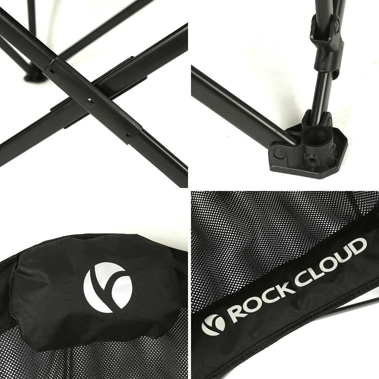 ROCK CLOUD Folding Camping Chair Oversized Padded Moon Chairs Outdoor for Camp Lawn Hiking Fishing Sports, Black
