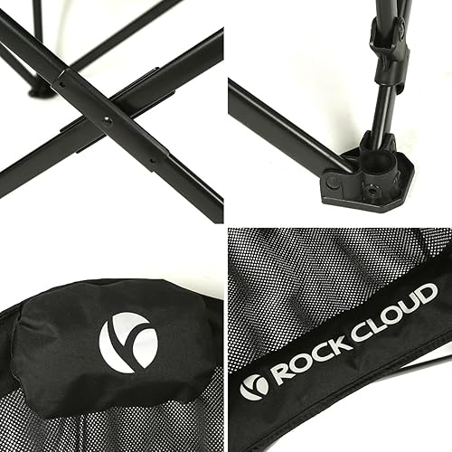 Miniatura 5 de ROCK CLOUD Silla plegable de camping acolchada de gran tamaño para exteriores, para campamento, césped, senderismo, pesca, deportes, color negro