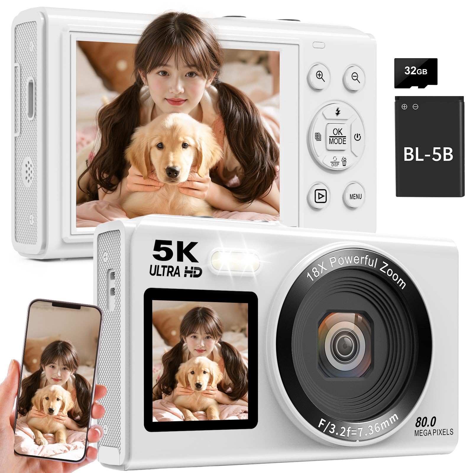 Amazon.co.jp: Beho 8000万画素 5K デジタルカメラ スマホに送れる