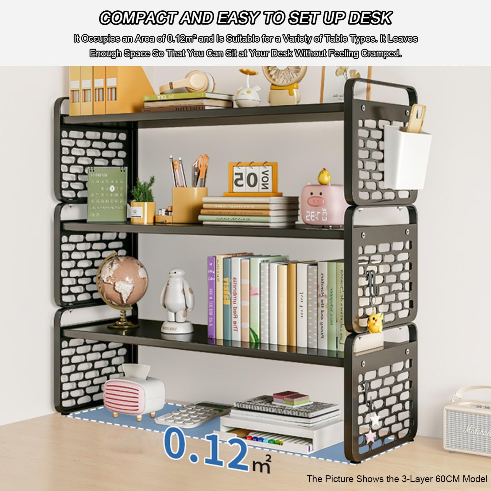 Libreria compatta da scrivania, piccola mensola per ufficio, fai da te, con pannello appeso, decorazione per la casa, 30 x 20 x 18 cm, ideale per accessori da ufficio e soluzioni salvaspazio