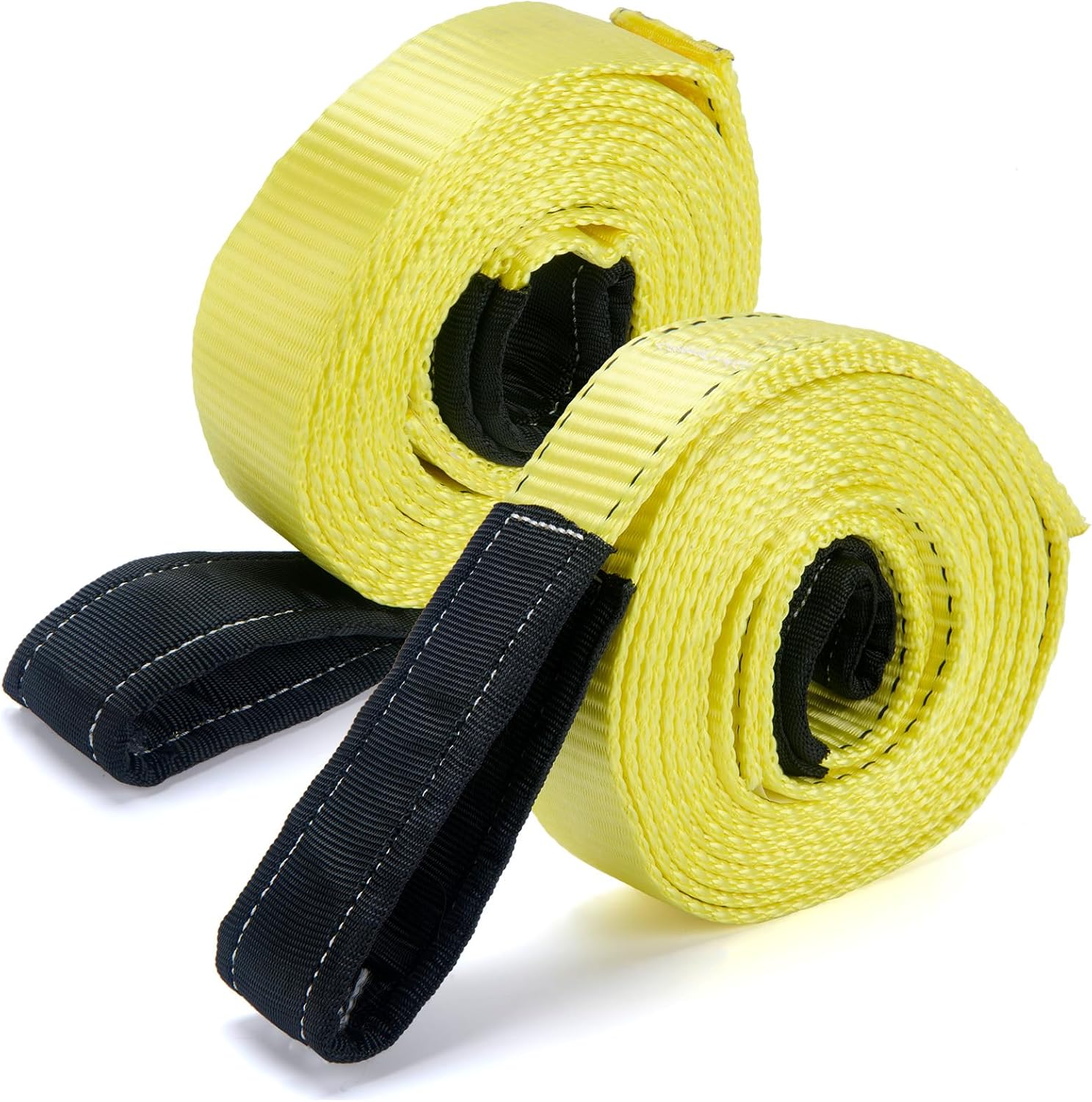 Lift Sling Straps, 15' x 2" Heavy Duty Nylon Webbing Slings, 22500 lbs Capacity, Flat Eye Design, Tree Saver Recovery Strap, Winch Sling for Hoisting, Rigging, Towing, 2-Pack