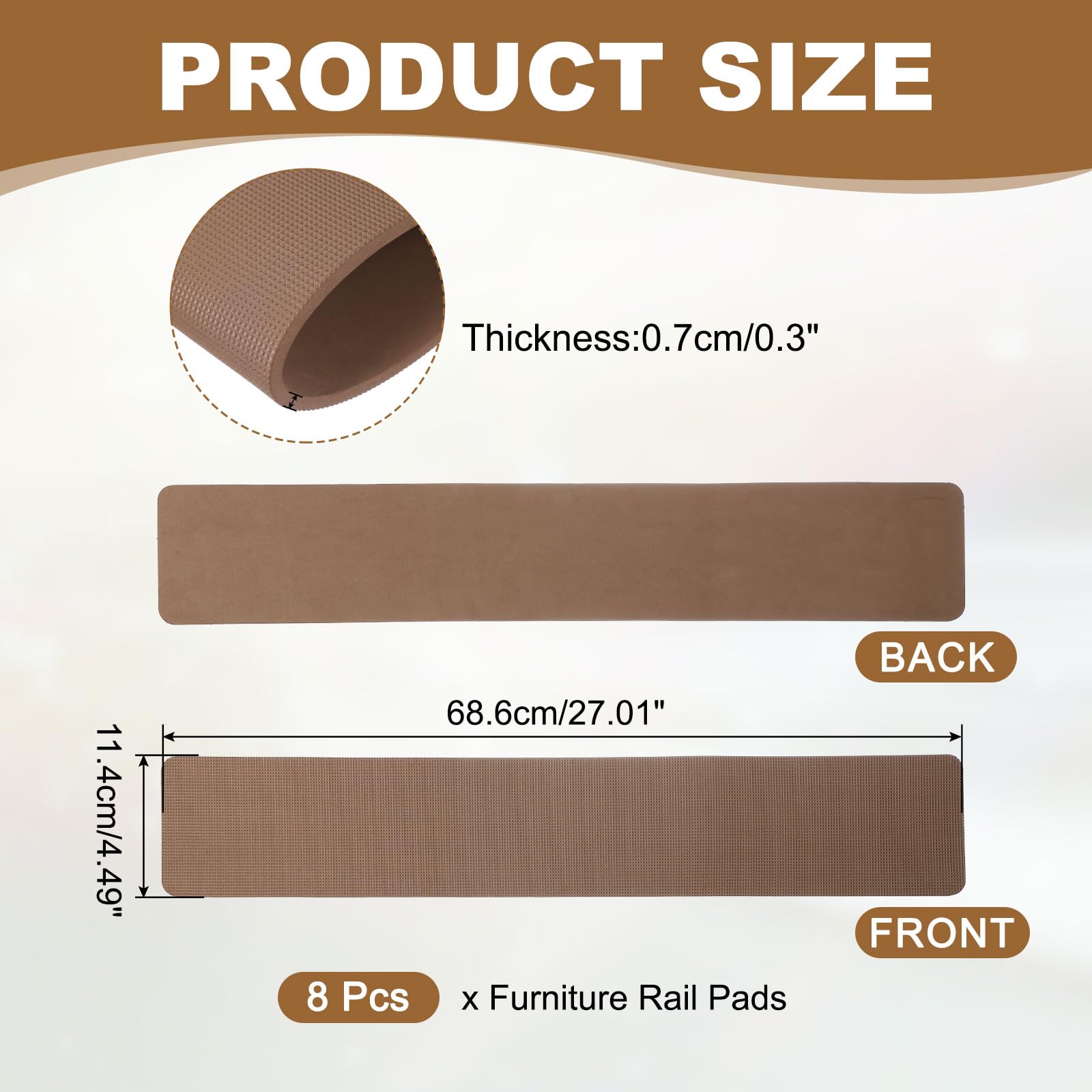 PATIKIL Rectangle Corner Anti-Slip Furniture Rail Pads 27x4x3" - Image 2