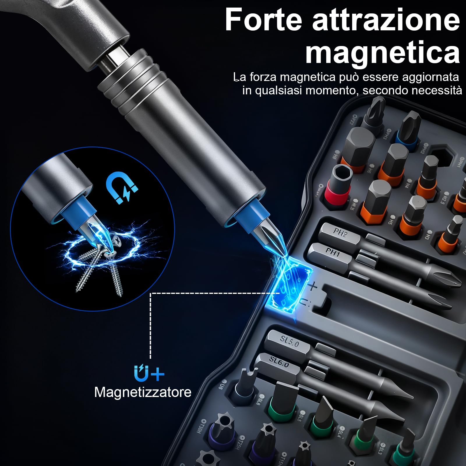 Set cacciavite a cricchetto, 50 in 1 set cacciaviti magnetico, cacciavite S2 con cricchetto a 58 denti, manico a T rimovibile per viti di mobili, strumenti di precisione, strumenti di bicicletta, ecc