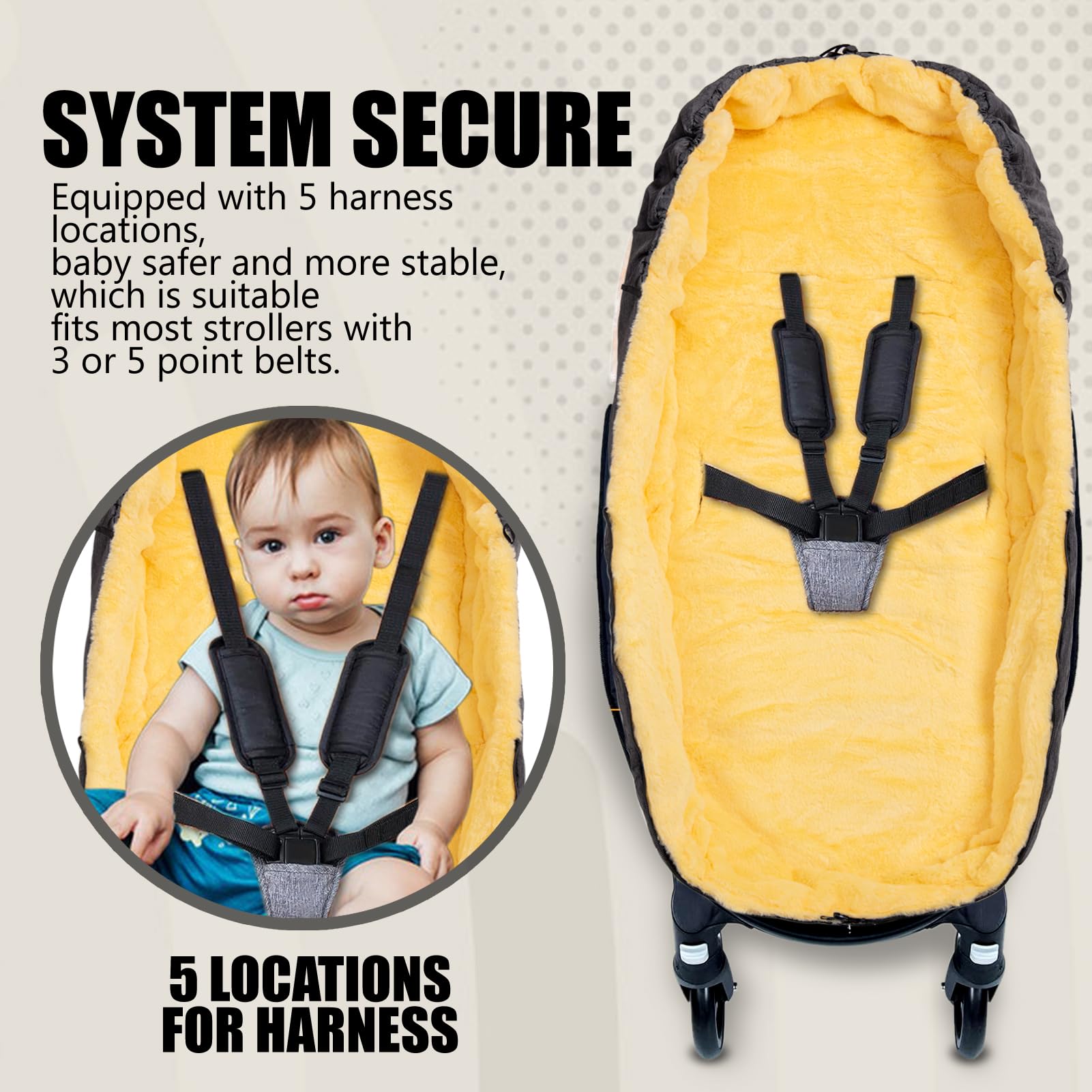 Fußsack Kinderwagen Baby Winter, Künstlich Lammfell Fusssack Kinderwagen Winter, Winterfußsack Kinderwagen Winter, Doppelschichtverdickung, Große Größe Fußsäcke passend für alle Kinderwagen, Grau