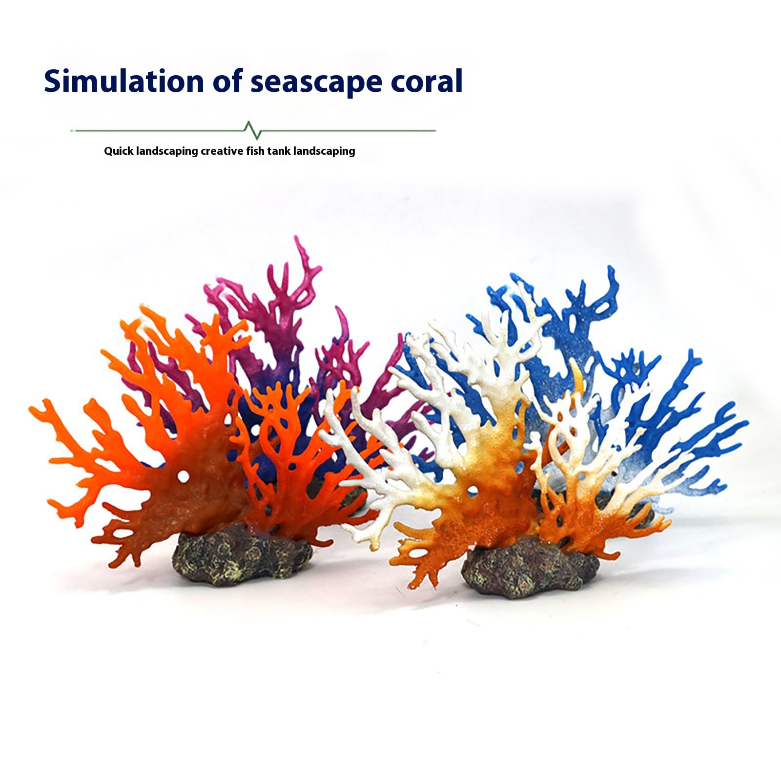 2 Piezas de decoración para Acuario de Arrecife de Coral, simulación de Rama de Coral Marino para pecera, Adornos de Roca de Resina,Púrpura