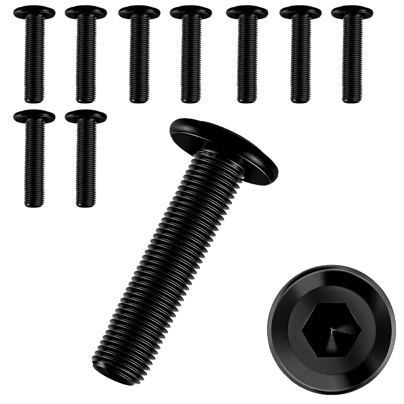 10 PCS Bolt M8×30,Stainless Steel Bolts,Flat Head Hex Socket Cap Screws Bolts,Allen Socket Bolts Screws,Furniture Screws,M8x30mm,Black(M8×30)