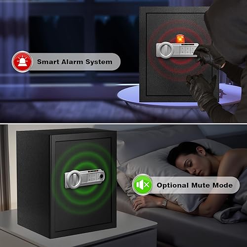 Miniatura 8 de Caja fuerte biométrica de huellas dactilares grande para el hogar - Caja fuerte de seguridad de 2.4 pies cúbicos con modo de desbloqueo doble,